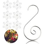 WEDNOK 100pcs Christmas Tree Hooks Xmas S-Shaped Hangers Hook Christmas Ornament Hooks for Hanging Bauble Party Decoration Home DIY Crafts (Silver)