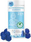 Nova Pharma Zen Ashwagandha Gummies — 100% Vegan, Increase Energy and Resistance to Stress - Soft and Chewable Gummies, Promotes Sleep, Non-GMO Ashwagandha Supplement - 60 Gummies