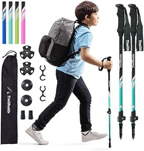 TrailBuddy Collapsible Hiking Poles - Pack of 2 Trekking Poles for Hiking, Camping & Backpacking - Lightweight, Adjustable Aluminum Walking Sticks w/EVA Grip (Aqua - Junior Size)