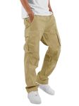 Vogaan Casual Solid Men's Regular Cargo Pants with Multiple Pockets | Cotton Cargos for Men | Men Cargo Pants (Khaki_32)