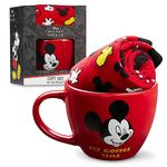 Disney Mug and Socks Gift Set for Women, Calf Socks and Ceramic Mug - Womens Gifts (Red Mickey)