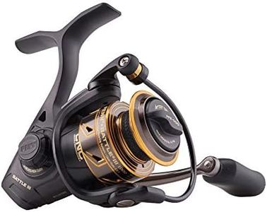 PENN Battle III Spinning Inshore/Nearshore Fishing Reel, HT-100 Front Drag, max of 25lb | 11.3kg, Made with Sturdy All-Aluminum Composition for Durability, 6000, Black Gold