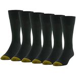 Gold Toe Mens Cambridge Crew Socks, 6-pairs, Black, Large