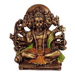 Copperhoard Multi Gold Colour Resin Panchmukhi Hanuman Murti Vintage Statue for Home Temple, 5.4 Cm