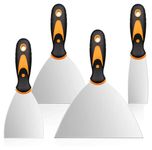 VELTRIX® Putty Knife 4 Pcs Set (1", 2", 3", 4") | Steel Blades with Comfortable Grip for Drywall Repair, Putty, Plaster, Adhesive Spreading & Paint or Wallpaper Removal, DIY & Professional Use