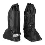 Anti-Slip Waterproof Boot Rain Covers for Shoes Motorcycle Boots size Men 7-8 Women 8.5-9.5 Oxford with Reflective Heels and Sturdy Zipper Elastic Bands for Outdoor Hiking Camping Fishing - Black