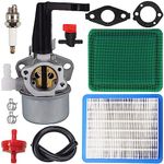 ZAMDOE Carburetor for Briggs & Stratton 110402 110412 215369 Tiller Engine Tune Up Kit with 696065 697422 Carburetor Air Filter Cartridge Spark Plug Fuel Hose Gaskets