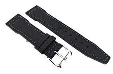 Fluco Water-repellent leather strap Pilot suitable for IWC black (waterproof), 22 mm, made in Germany, M