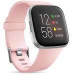 Wepro Compatible with Fitbit Versa 2 Bands for Women, Soft Bands Compatible with Fitbit Versa 2 Bands for Men, Sport Bands Compatible with Fitbit Versa Bands for Women Men, Pink Sand, Small