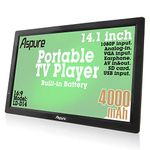 14 Inch Portable Digital DVB-T2 TFT HD Screen Freeview LED TV for Car,Caravan,Camping,Outdoor,Kitchen.Built-in 4000mAh Battery Television/Monitor with Multimedia Player FM function USB card ASPURE