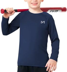 MEETYOO Boys Compression Shirt Long Sleeve Athletic Undershirt for Youth Kids Quick Dry Football Base Layer A-Dark Blue