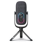 JLab Epic Talk USB Microphone, Black, USB-C Output, Cardioid, Omni, Stereo, and Bi-Directional, 192k Sample Rate, Volume Control, Gain Control, and Quick Mute, 3.5mm AUX, Plug and Play