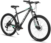 AVASTA 26-inch Mountain Bike MTB for Man Male and Woman Female Adult with Lightweight Aluminum Alloy Frame and Dual Disc Brakes, Front Suspension, 21-Speed Gear Shifters, Hidden Brake Cables, Black