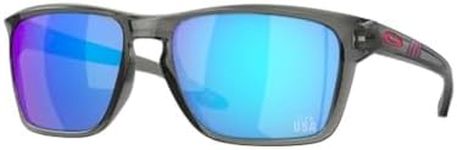 Oakley Men's OO9448 Sylas Rectangular Sunglasses, Team USA Grey Smoke/Prizm Sapphire, 60 mm