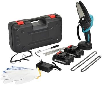 Oppsbuy 6/4 inch Mini Chainsaw, 21V Portable Cordless Chainsaw with Safety Lock, 5000r/min Brushless Motor for Tree Branch Cutting, Pruning, Gardening (2 Chains + Tool Kit Included)