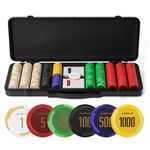 SLOWPLAY Godel 14g Clay Poker Chips Set for Texas Hold’em, 500 PCS [with Numbered Values] Features a High-end Chip case with Extra Durable German Polycarbonate Shell, Ideal Gifts for Poker Players