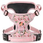 HEELE Dog Harness Dog Harness Medium No Pull Dog Vest Harness with Soft Padded Handle Dog Harness Reflective Dog Harness for Outdoor Training Walking, Flower-Pink, M