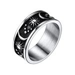 U7 Couple Rings Silver Stainless Steel Star Moon Ring Jewellery For Men Women