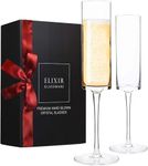 Champagne Flutes, Edge Champagne Glass Set of 2 - Modern & Elegant Women, Men, Wedding, Anniversary, Christmas, Birthday - 6oz, 100% Lead Free Crystal