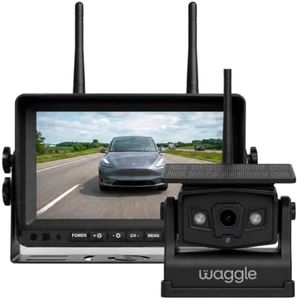 Waggle RV Observation System, 7-Inch Wireless DVR Display, 1080P Backup Camera with Integrated Solar Panel, 9600 mAh Rechargeable Battery, USB-C Charging, IP67 Waterproof, Infrared Night Vision