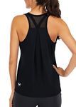 Fihapyli ICTIVE Workout Tops for Women Loose fit Racerback Tank Tops for Women Mesh Backless Muscle Tank Running Tank Tops Workout Tank Tops for Women Yoga Tops Athletic Exercise Gym Tops Black M