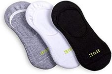 HUE womens Air Cushion No-show Socks, 3-pair Liner Socks, Light Charcoal Heather/Grey, One Size US