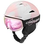 Odoland Ski Helmet with Ski Goggles for Skiing and Snowboard, Light Weight and Adjustable Ventilation Snow Helmet for Men Women Adult and Youth Ink White S