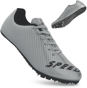 THESTRON Unisex Track Spikes Running Sprint Shoes Track & Field Shoes for Men Women Kids Cool Racing Running Sneakers Grey Black