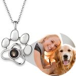 AGISLONE Pet Photo Necklace Custom Dog Cat Picture Necklace Memorial Jewelry Birthday，Thanksgiving Day Gifts for Women Wife Mom Girlfriend (Silver)