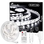 20ft/6m White LED Light Strip with RF Remote and 12v Power Supply, Megulla Dimmable Cuttable 6000K-6500K Bright LED Tape Lights for Mirror, Bedroom, Kitchen Under Cabinet, TV