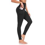 Occffy Leggings for Women High Waist Yoga Pants with Pockets Workout Tummy Control Femme Gym Running Tights CK888 Black