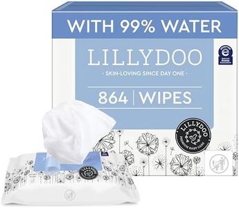 LILLYDOO Baby Wipes with 99% Water – Unscented, Hypoallergenic, Plant-Based, Strong & Plastic-Free, Compostable, 12 resealable Packs x 72 (864 Wipes Total)