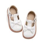 Kiderence Toddler Little Girls Mary Jane Dress Shoes School Oxford for Girls White Flats Size 11M