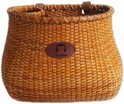 Makimoo Bike Basket for Women's Beach Cruiser or Scooter The Original Wicker Bicycle Baskets with Built in Cup Holder for Front Handlebar-Classic Vintage Style Handmade Natural Rattan Wicker