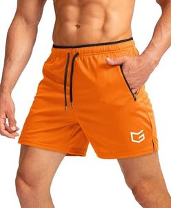 G Gradual Men's Running Shorts with Zipper Pockets Quick Dry Gym Athletic Workout 5" Shorts for Men (Orange, XX-Large)