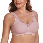 Ayigedu UK Women's Plus Size Bra Full Coverage Non-Wired Non-padded Minimizer Bra 42-DD Pink