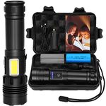 superpow Torches Led Super Bright,20000 Lumens Torch Rechargeable LED Torch XHP160.2,Small,Torches Battery Powered,Powerful Military Tactical Flashlight,7 Lighting Modes w/ 5000mAh Battery (P160)