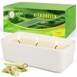 Citronella Candles, 3 Wicks Citronella Candles, Soy Wax with Lemongrass Essential Oil for Backyard, Decks, Patio, Indoor, Outdoor, Ceramic Container