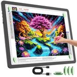 TOHETO Rechargeable A3 Light Pad for Diamond Painting, Ultra Bright Tracing Light Box for Drawing, Wireless Lightbox for Tracing and Drawing, Cordless Diamond Art Light Board for Sketching (Black)