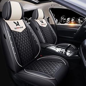 OUTOS PU Leather Auto Car Seat Covers 5 Seats Full Set Universal Fit (Black)
