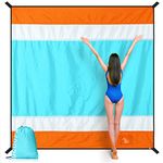 OCOOPA Beach Blanket, Sand Free, Large Oversized Beach Blanket, Comfortable Parachute Nylon, Cozy& Chic, Compact& Light, Reinforced Windproof, 4 Stakes&1 Travel Bag, S09
