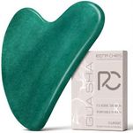 Rena Chris Gua Sha Facial Tool, Natural Jade Stone Guasha Board for SPA Acupuncture Therapy Trigger Point Treatment, Gua Sha Scraping Massage Tool (Green)