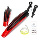 ioutdoor Bike Mudguard Set with 27ft DIY Reflective Tape, Bike Fenders Set Adjustable,Bicycle Front Rear Mud Guard Fits for 20",22",24",26",27",28" MTB Mountain Road Bike Cycling (Black Red)