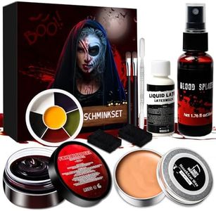 SEO-FANALLY Kit Maquillaje Halloween Profesional, Pinturas cara para Niños Adulto Halloween con Sangre Falsa, Cera para Cicatrices, Fake Blood Coagulada, Teatral Carnaval Fiesta Cosplay Vampiro Zombie