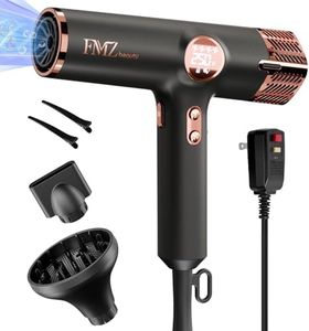FMZ Professional Ionic Hair Blow Dryer Smart Display with Diffuser, 1875W High Speed Powerful BLDC Motor for Fast Drying, Mini Portable Lightweight Quiet, Curly Hairdryer for Men Women Salon Travel