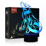 Christmas Gift Magic Wolf Lamp 3D Illusion Night Light 16 Colours Touch Switch USB Insert LED Light Birthday Present and Party Decoration