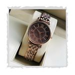 STYLEDOSE Women Analogue Wrist Watches for Women's & Girls&Miss&Ladies Diamond Studded Roman Dial Rosegold Colored Stylish Bracelet Strap (Brown)