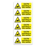 stika.co Set of 6 CCTV Camera operating in this Vehicle signs 8x3cm, Warning car taxi bus decals Adhesive Waterproof Window Vinyl Stickers (White Vinyl)