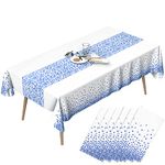 WENYA Blue Party Table Cloth 54" x 108", 6 Pack Plastic Table Cloth Wipeable, Rectangular Waterproof Party Tablecloth for Kids Party Birthday Festive Party (Blue)