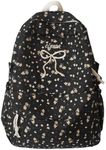 kakarin choyx Classic Floral Printed Cute Bow Tie Embroider Backpack 16.1 Inch Kawaii Casual Simple Lightweight Travel Bag